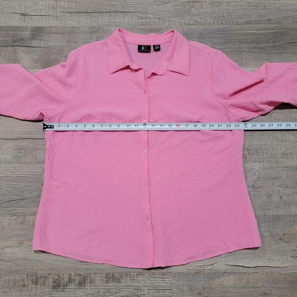 ALC Pink Crinkle Button Up Shirt Plus Size 1X Contemporary Art to Wear Unique - Picture 5 of 5